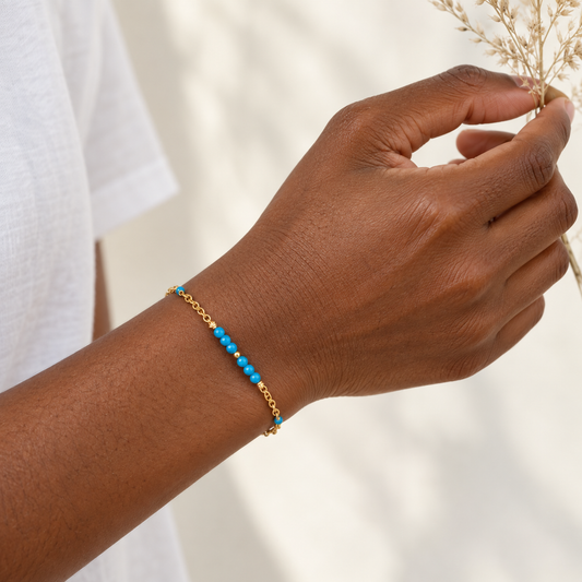 Bracelet Mélodie en acier inoxydable et pierre naturelle – Gemk