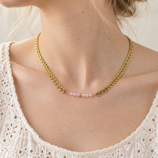 Collier Artémis en acier inoxydable et pierre naturelle – Gemk
