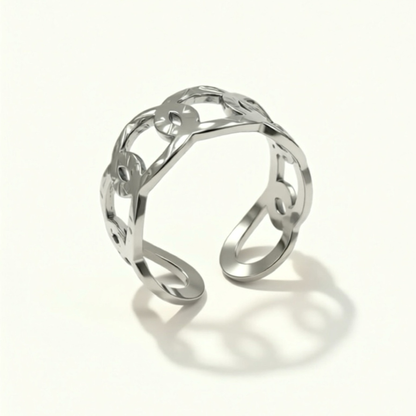 Bague Alma en finition argentée, détail des anneaux